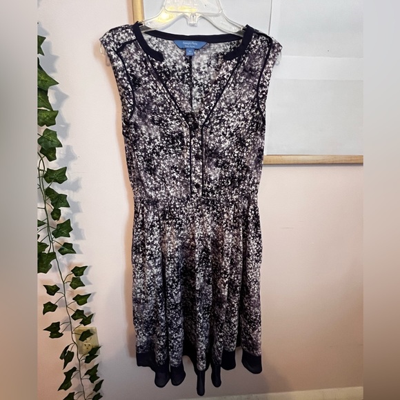 Vera Wang Sleeveless Midi Purple & White A-Line Flowered Dress - Picture 9 of 16